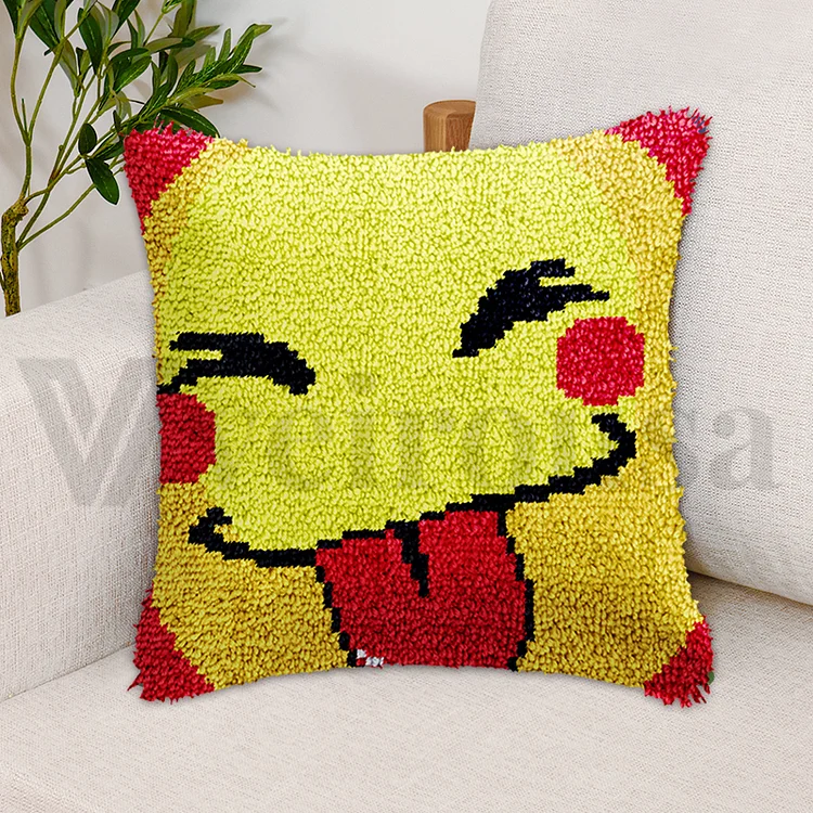 Cute Smiley Face Pillowcase Latch Hook Kits for Beginners