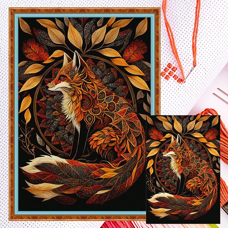 【Huacan Brand】Autumn Leaf Fox 11CT Counted Cross Stitch 40*60CM