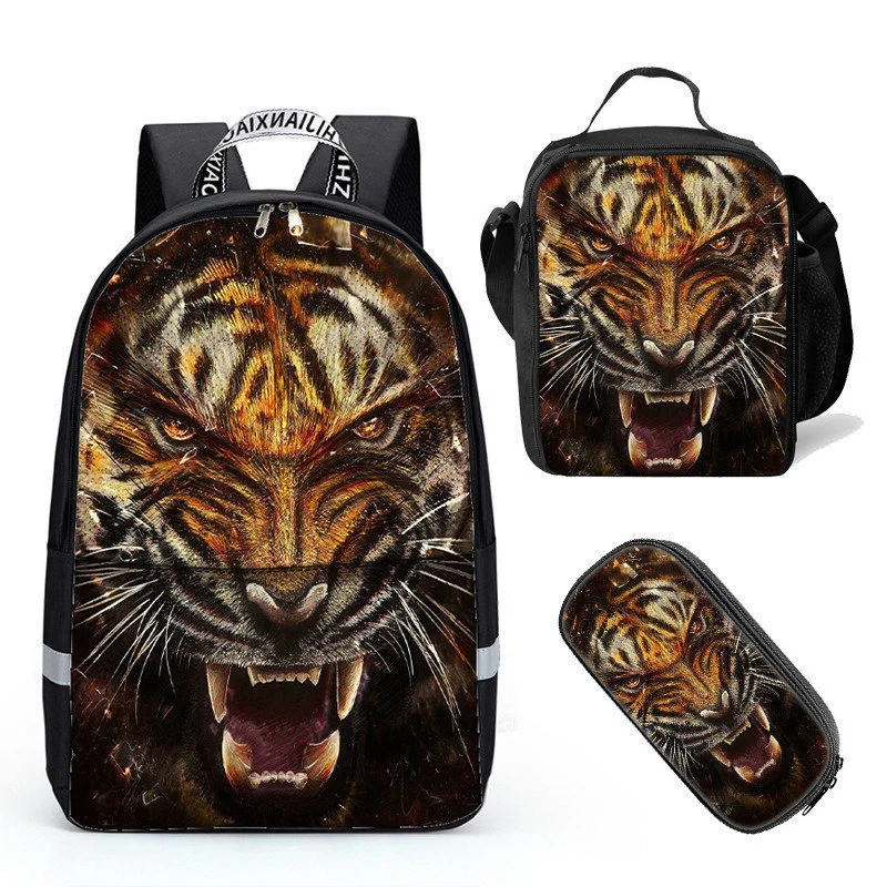 Buzzdaisy Deeprint Cool 3D Tiger  School Book Bag Printing Backpacks for Boys Girls