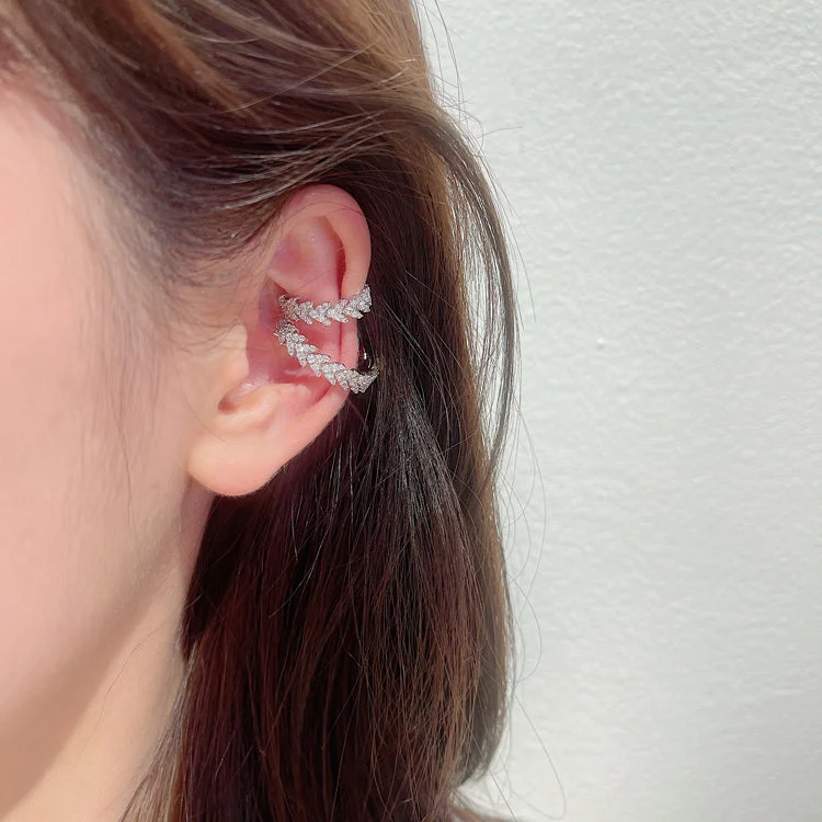 Layered Leaf Ear Clip Cuff