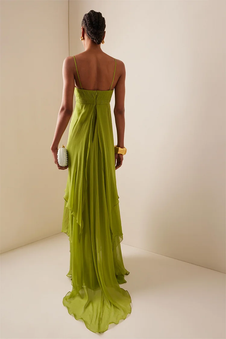 pleated color block side cutout maxi dress Satin Pleated V-neck Sleeveless Cutout Maxi Dress With Pockets