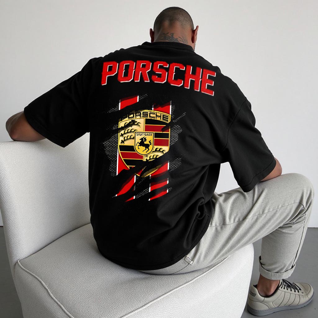 Unisex Retro Racing Car Print Oversized Short Sleeve T-Shirt