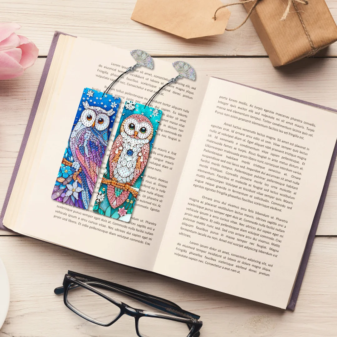 12Pcs Owl DIY Diamond Painting Bookmarks for Book Lovers Mosaic Art Supplies