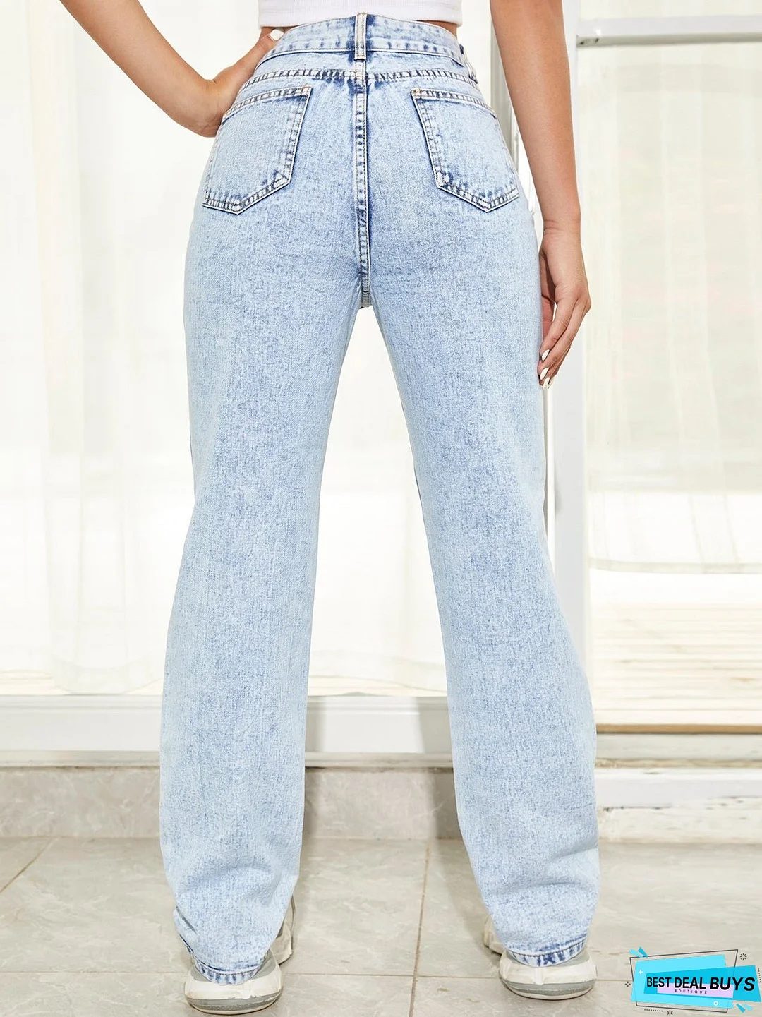 Ripped Straight-leg Jeans