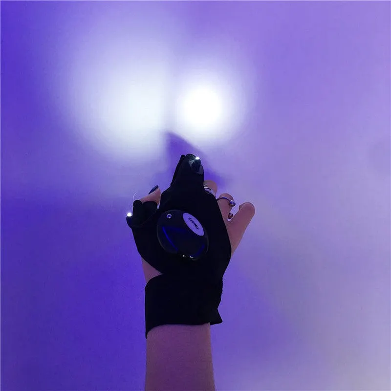 NiceMix LED half finger light gloves, cool function, men and women can bring fabric is breathable cotton