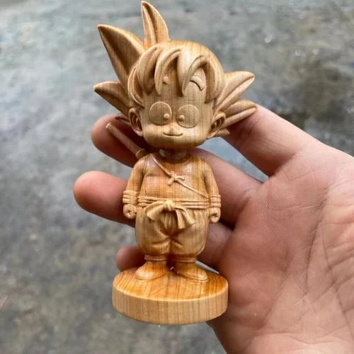 Dragon Ball Goku Wood Carving Figurine Ornaments Super Saiyan Anime Decorations
