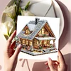 (US Only)6PCS DIY Diamond Art Greeting Cards Xmas House Congratulations Thank You Cards