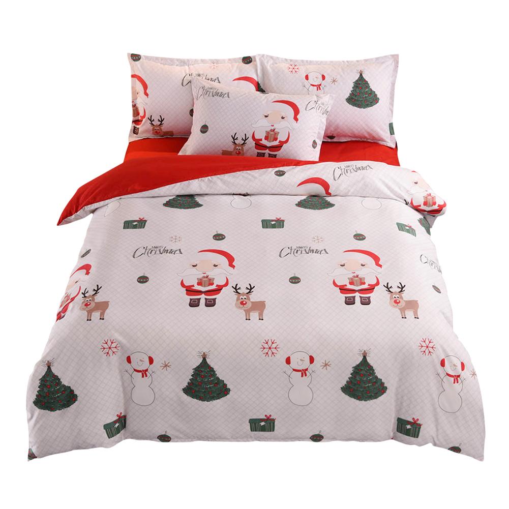 

4pcs Christmas Printing Quilt Duvet Cover Bed Sheet Pillowcase (Twin Size, 501 Original