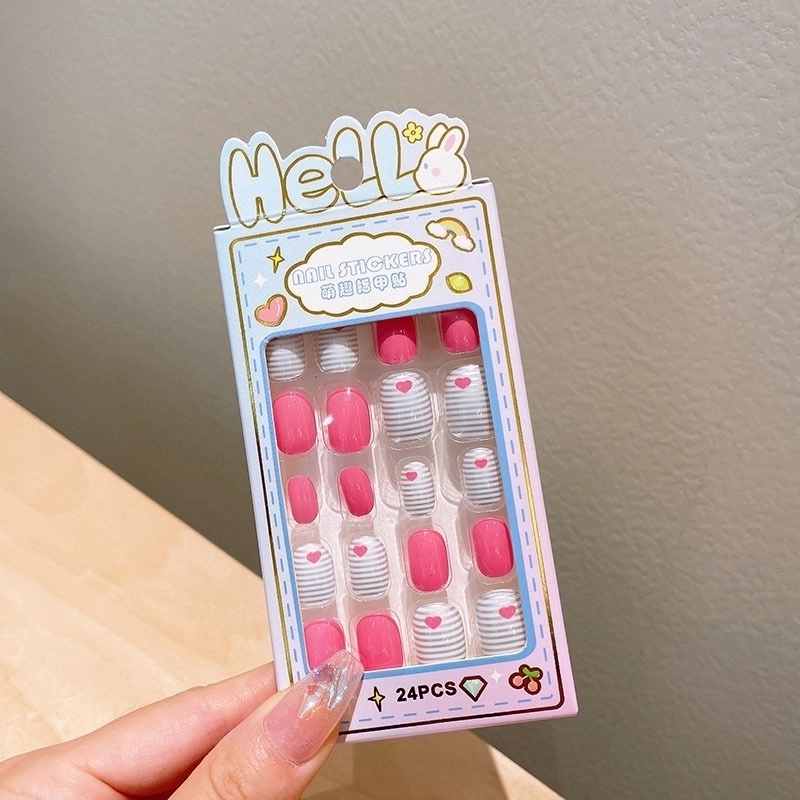 Cute Cartoon Character Stripe Plastic Nail Patches 1 Set