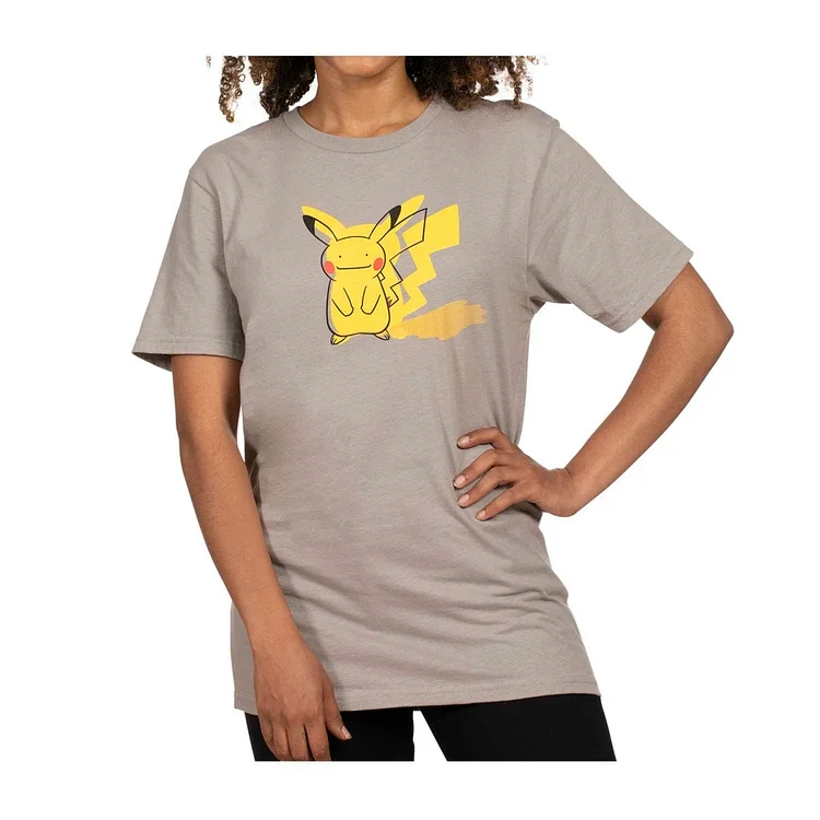 Ditto As Pikachu Light Gray Relaxed Fit Crew Neck T-Shirt - Adult