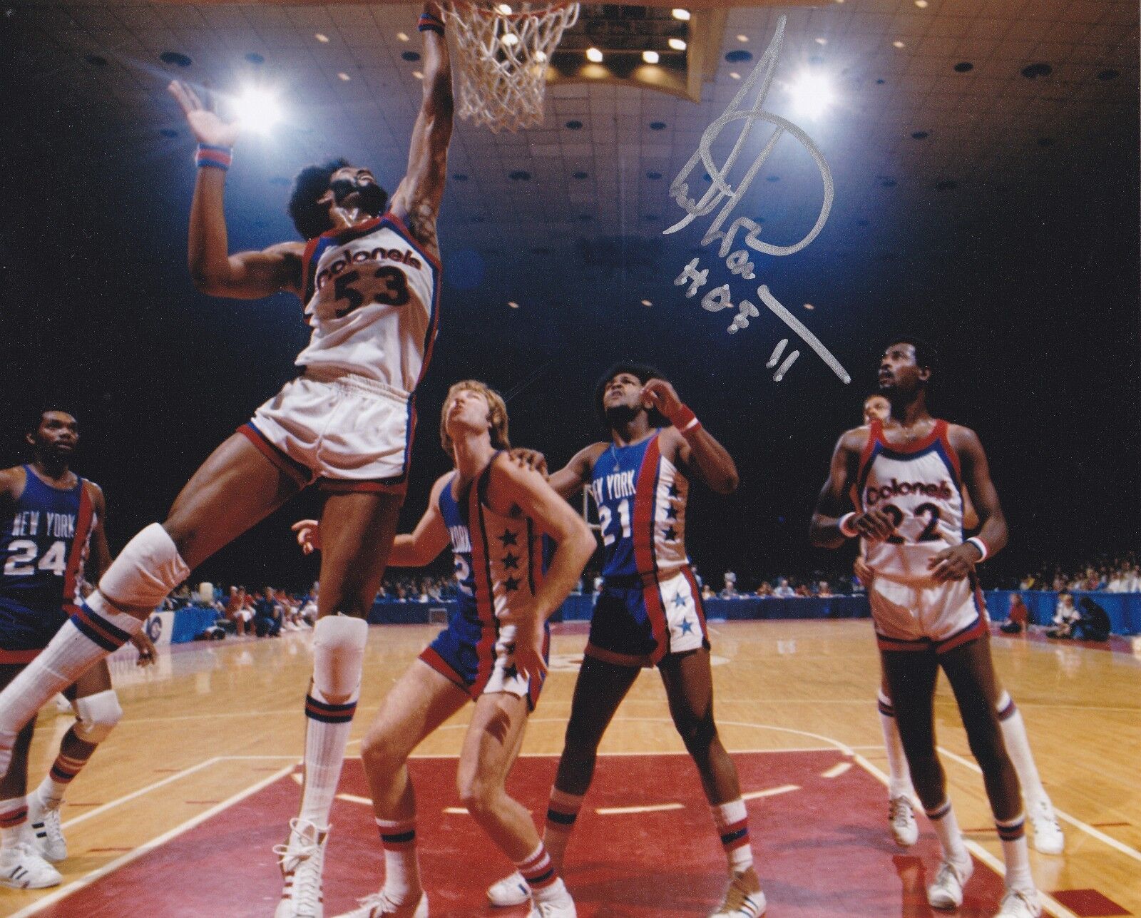 ARTIS GILMORE KENTUCKY COLONELS ABA HOF 2011 ACTION SIGNED 8x10