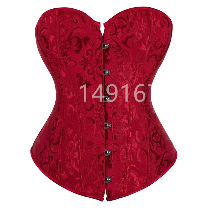 Corsets and Bustiers for Women Top Christmas Sexy Corselet Satin Overbust Brocade Vintage Plus Size Green Black White Red Cheap