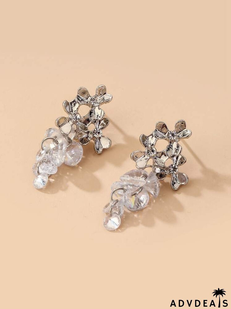 Flower Decor Drop Earrings