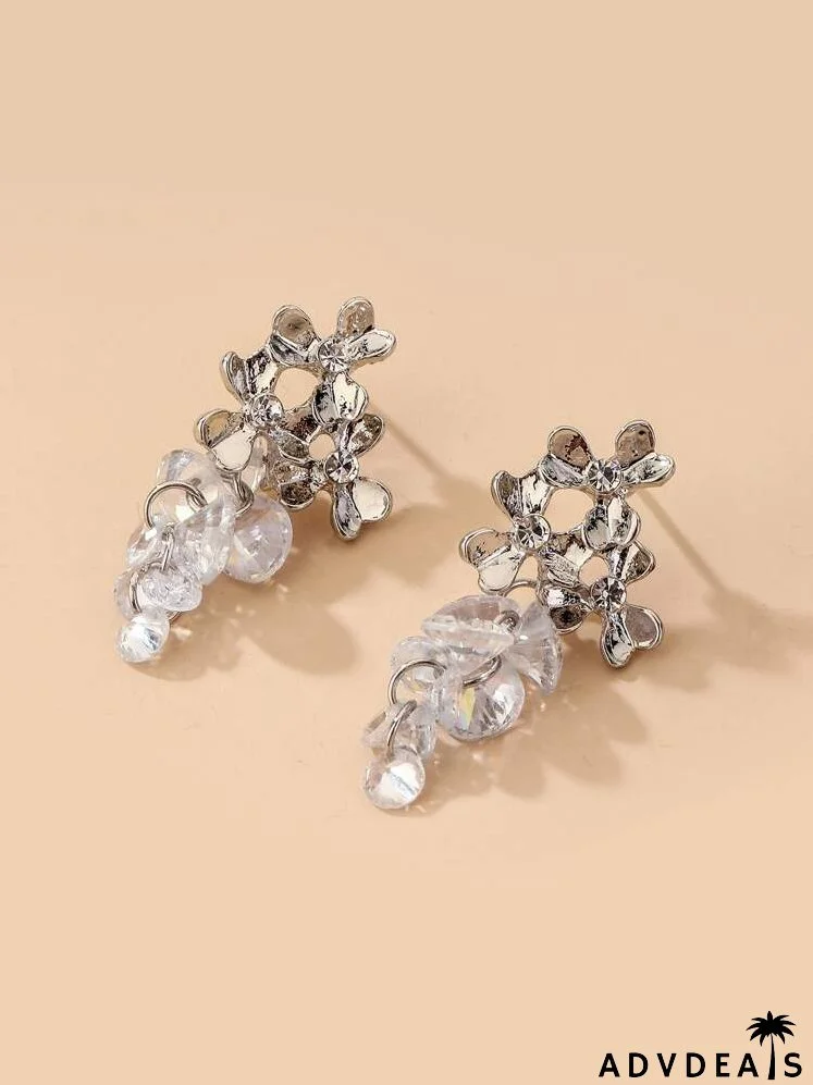 Flower Decor Drop Earrings