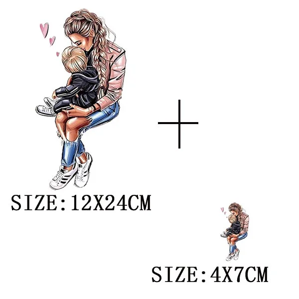 Mom&Baby Thermal Sticker On T-shirt DIY Washable Iron On Transfer For Clothing Loveful Design On Parent-children Clothes Patches