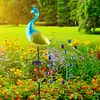 Metal Peacock Garden Ornament Lamp Waterproof LED for Courtyard Garden Path Lawn