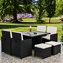 rattan cube set black