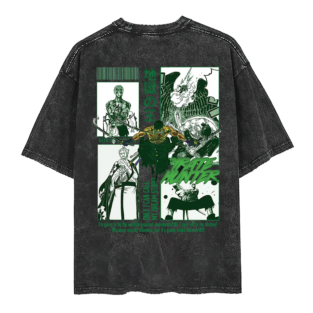 One Piece Sauron Printed Men's Washed T-Shirt