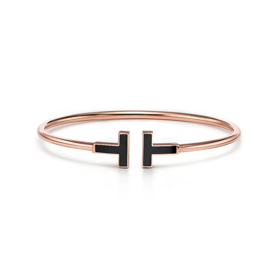 Tiffany T Black Onyx Wire Bracelet - in 18k Rose Gold