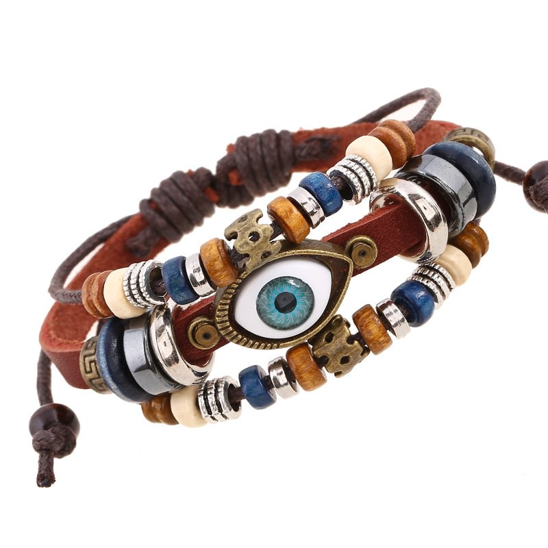 Men's eye leather bracelet