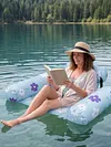 Inflatable Pool Lounge Chair Foldable Adult Water Sofa Float with Backrest Blow Up Floating Hammock for Lake Beach Backyard &  Parties