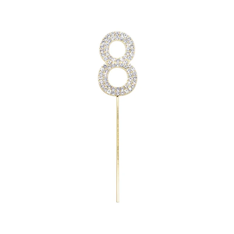 1Pc Gold Silver Diamond-studded Number 0-9 Cake Topper for Birthday Party Decoration Wedding Cake Decorations Cupcake Toppers