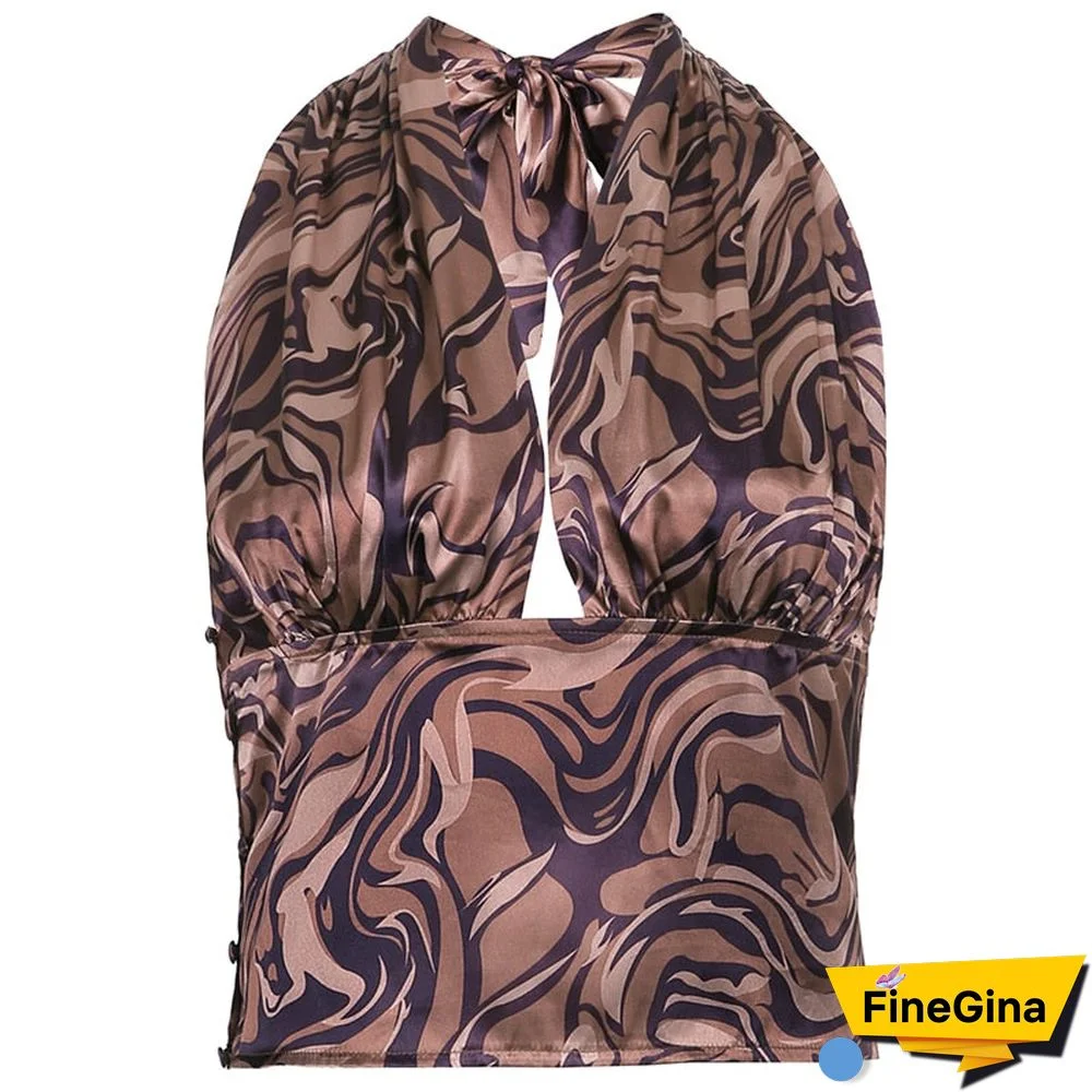 Vintage Lace-Up Backless Y2K Halter Tops V-Neck Sexy Solid Harajuku Corset Tees Streetwear Fashion Camisole 2000S Cuteandpsycho