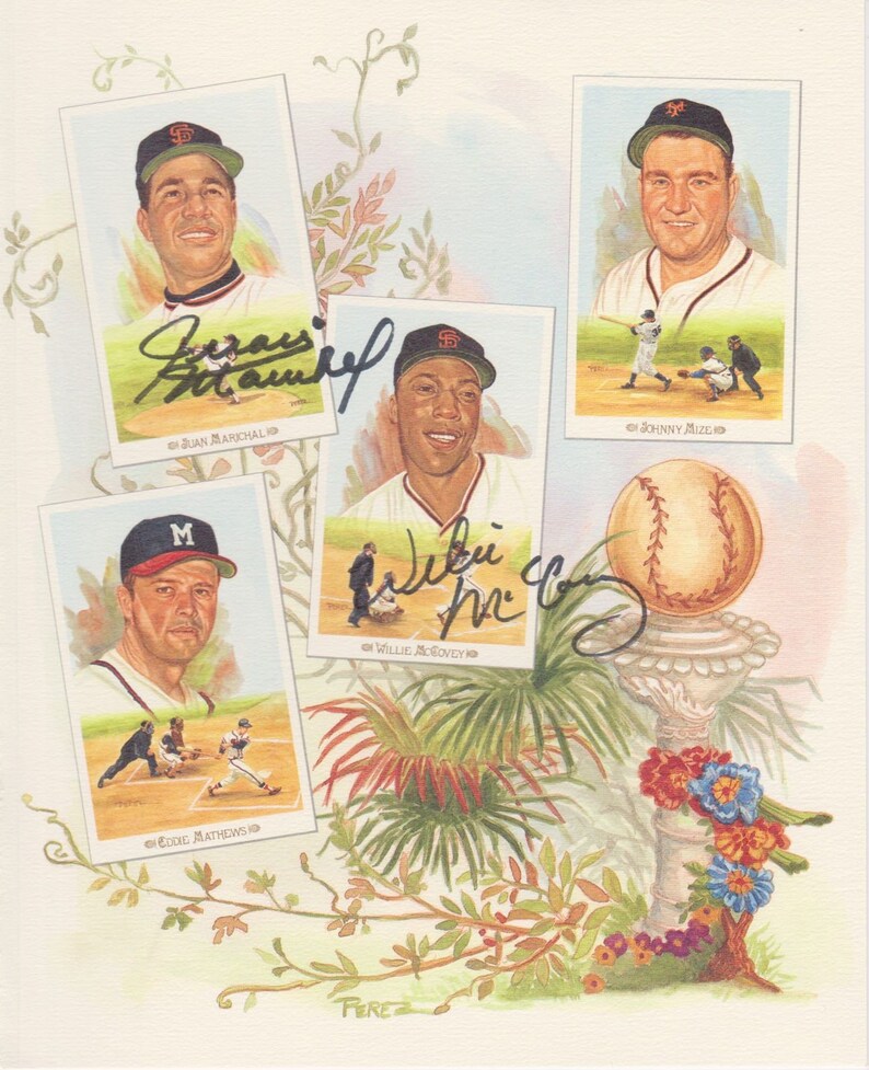 Willie McCovery & Juan Marichal Signed Autographed Color 6x8 Photo Poster painting - COA Matching Holograms