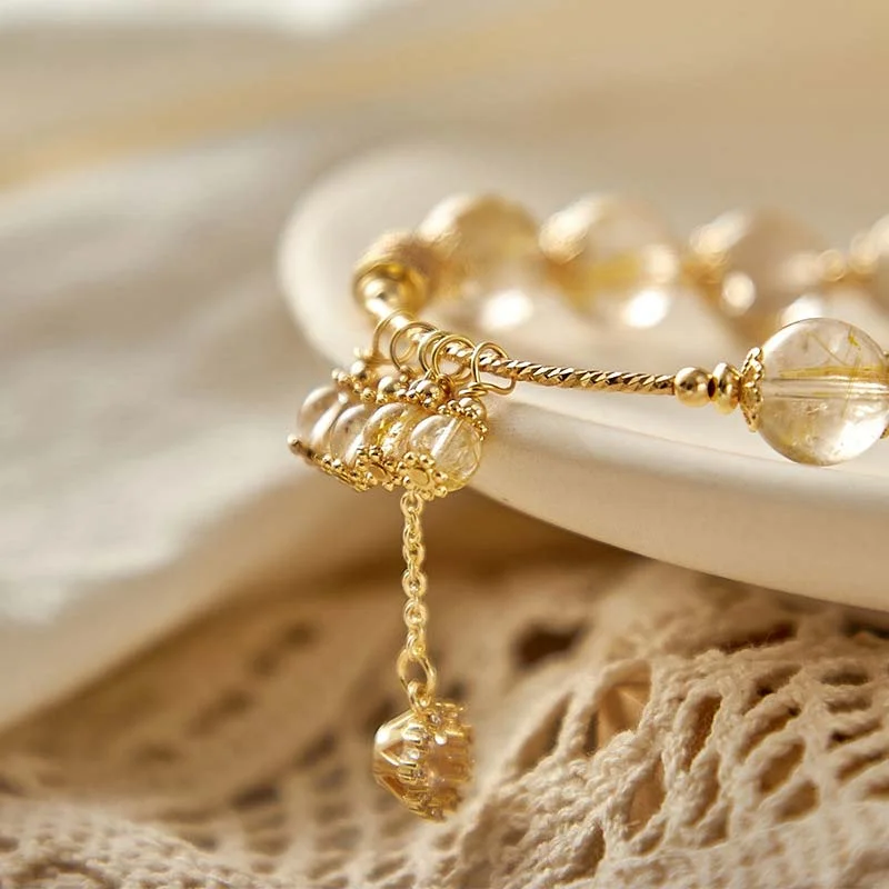 Natural Citrine Happiness Snowflake Charm Bracelet