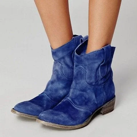 Women's Comfortable Low-heeled Square-heeled Low-top Boots