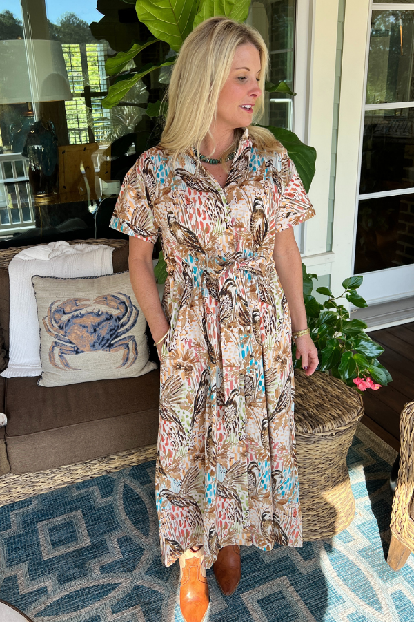 Seymour dress by Holly Shae, quail print