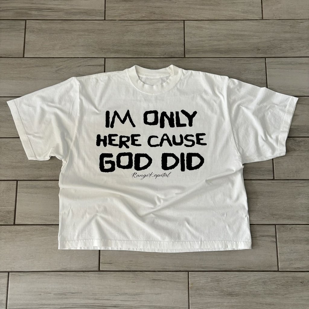 Sopula Vintage I'm Only Here Because God Did Graphic Cotton Cropped T-Shirt - SOPULA