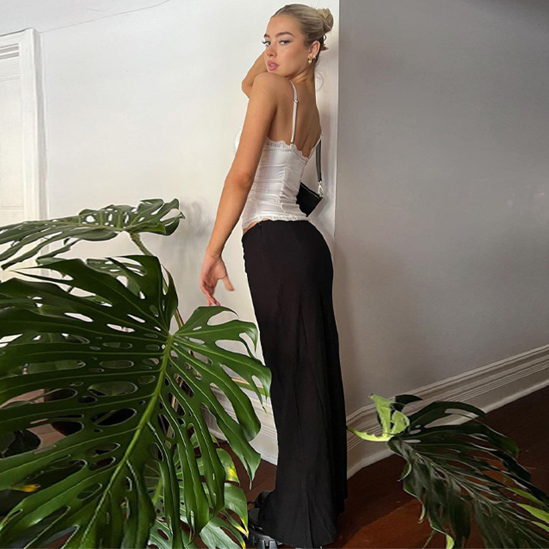 Ootddress Lace Casual Female Camisole Y2k Top V-Neck High Waist Streetwear White Backless Patchwork See-Through Women Tank Top Vest