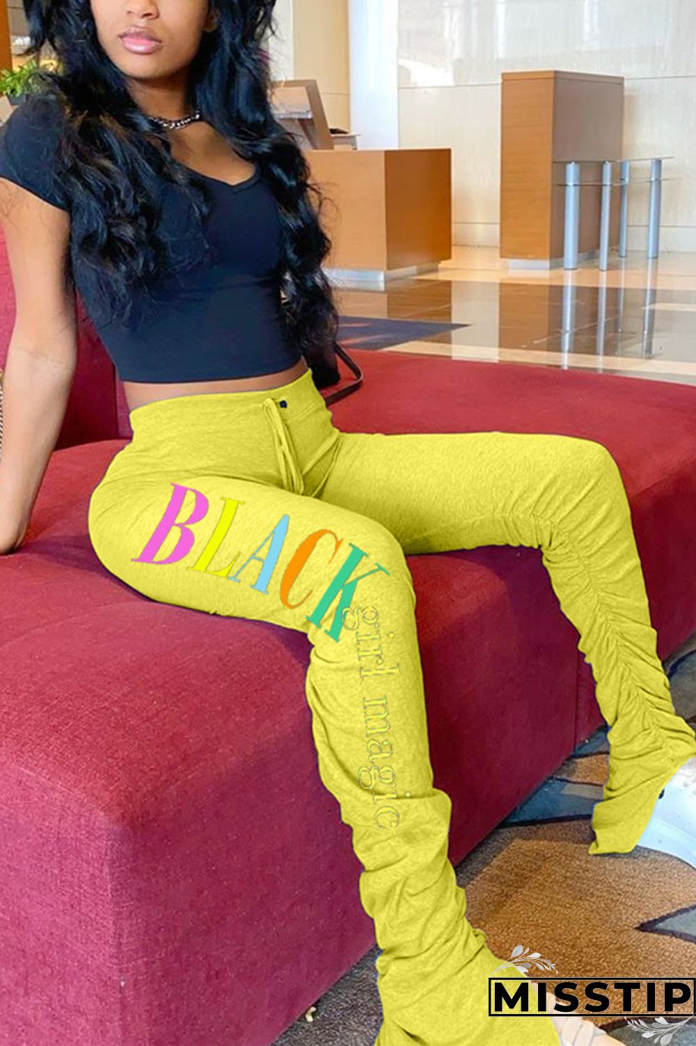 Light Green Fashion Casual Letter Printed Sports Pants