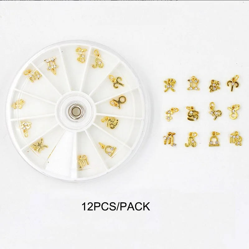 10pcs Mixed Gold Rhinestones Nail Charms Dangle Piercing Hand Drill Hole Acrylic Tips Decoration-Nail Inspo