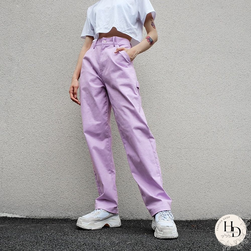 Weeekeep Loose High Waist Womens Pants Cotton Full Length Trousers Women Fashion Stretch