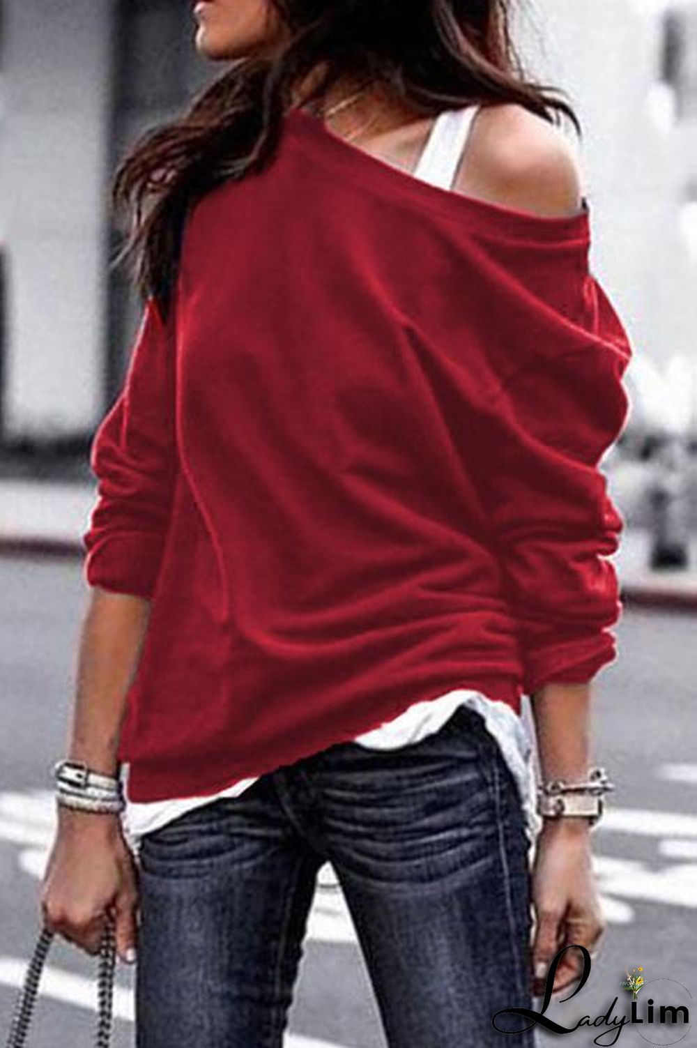 Fashion Long Sleeves One Shoulder T-Shirt