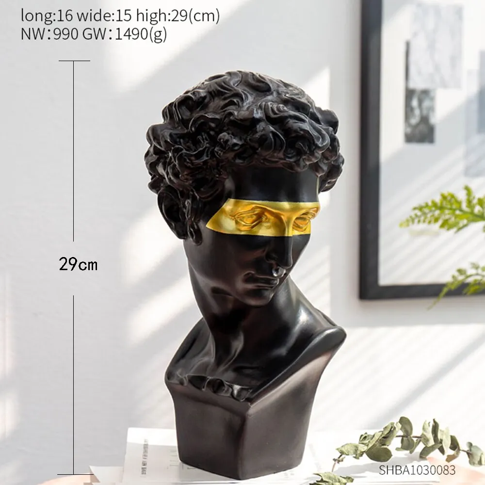 Creative Resin Figure Sculpture Black and White David Sculpture Statue Model Nordic Decoration Home Living Room Decoration
