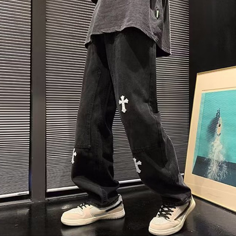 Men's Trendy Wide-Legged Drop-Feel Cross Jeans