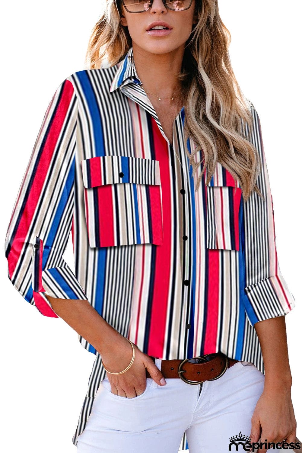 Striped Modern Shirt with Pockets
