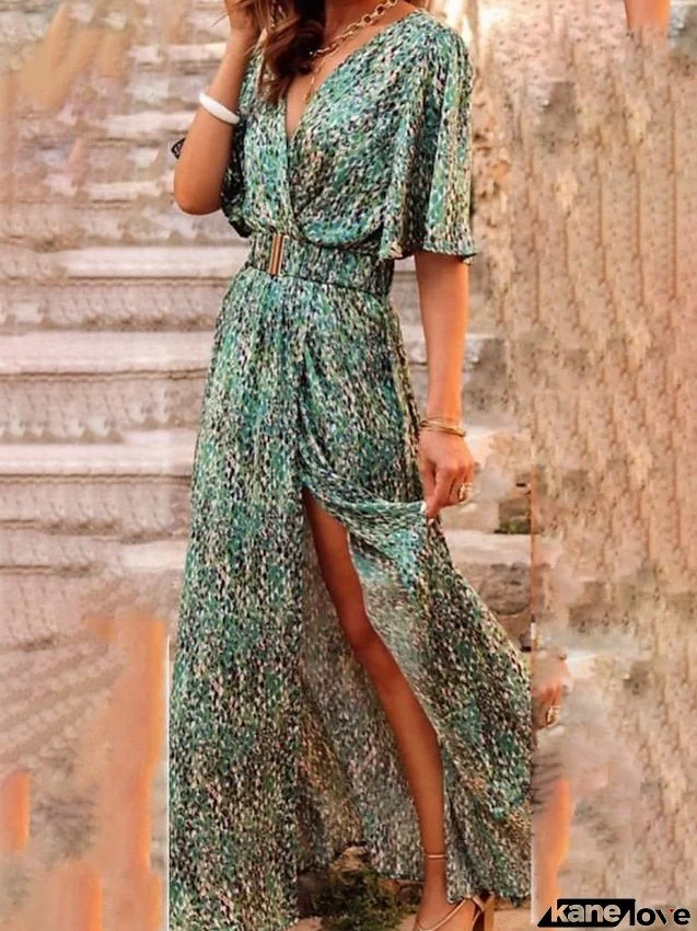 Women's Long Dress Maxi Dress Casual Dress Floral Dress Boho Dress Floral Casual Outdoor Daily Going Out Lace Up Split