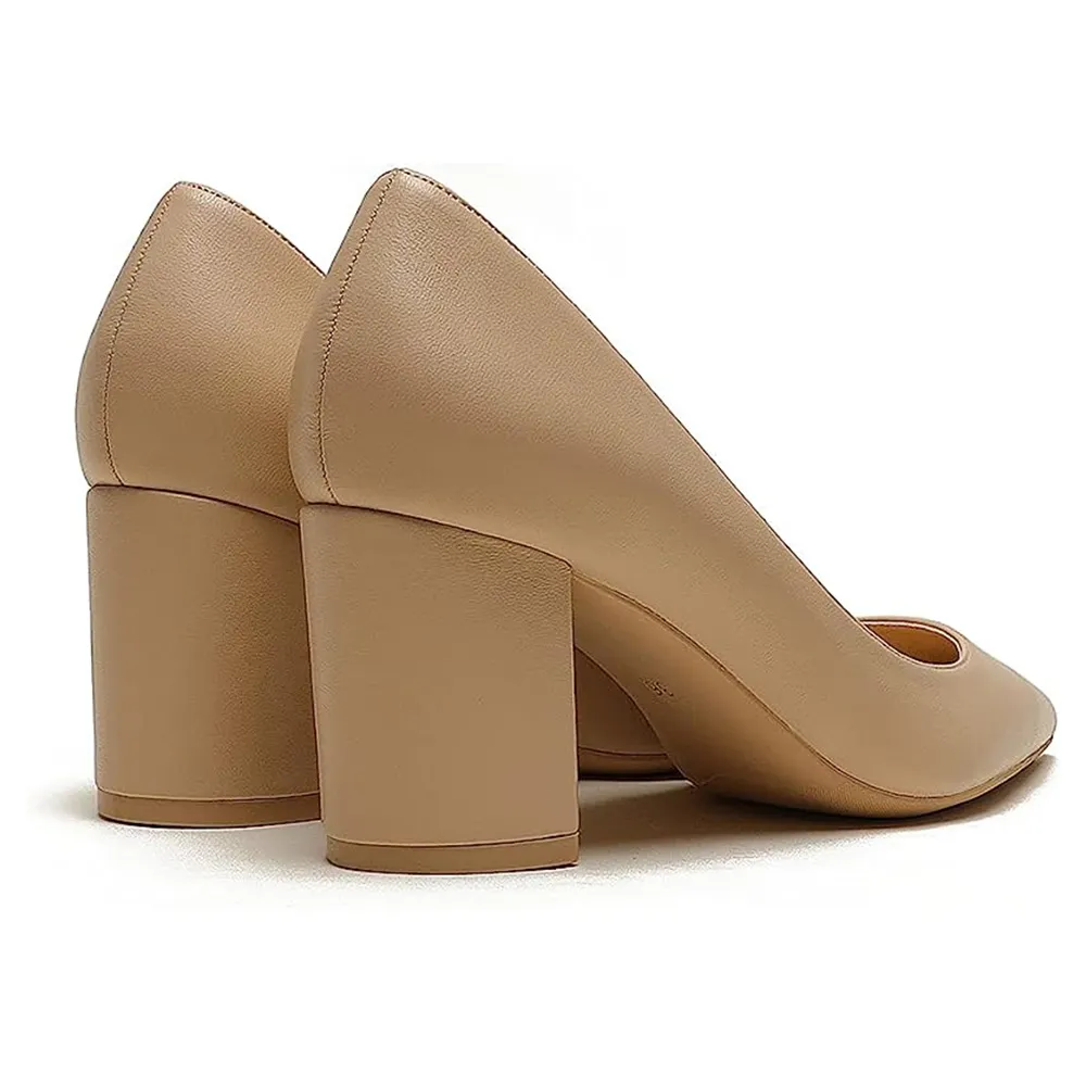 6.5cm /2.55 inch Chunky Heels Comfortable Middle Block Matte Pumps