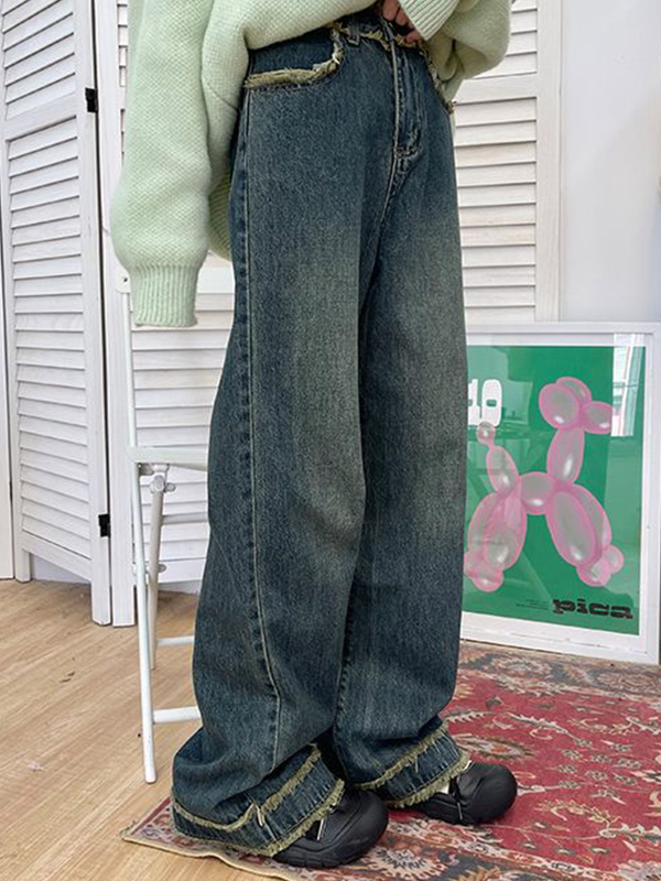 Vintage Raw Edge Splice Boyfriend Jeans - MissTip