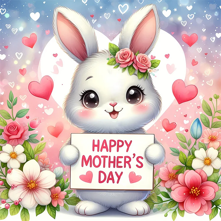 Mother'S Day Bunny Congratulations - Painting By Numbers - 40*40CM gbfke