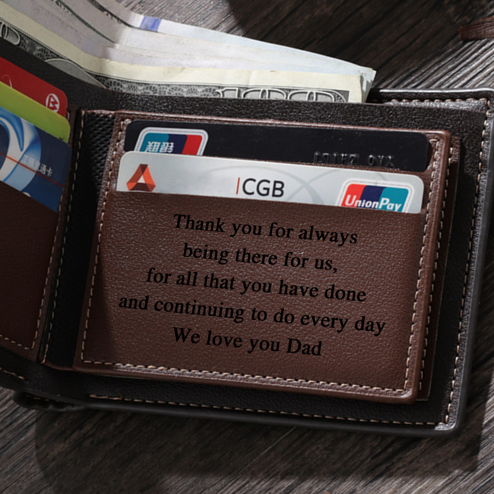6 Names - Personalised Dad Billfold Wallet Custom Name & Photo & Text Leather Wallet Father's Day Gifts-Jessemade AU