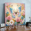 Framed Diamond Painting - Special Shaped - Butterfly and Flowers (25x25cm)