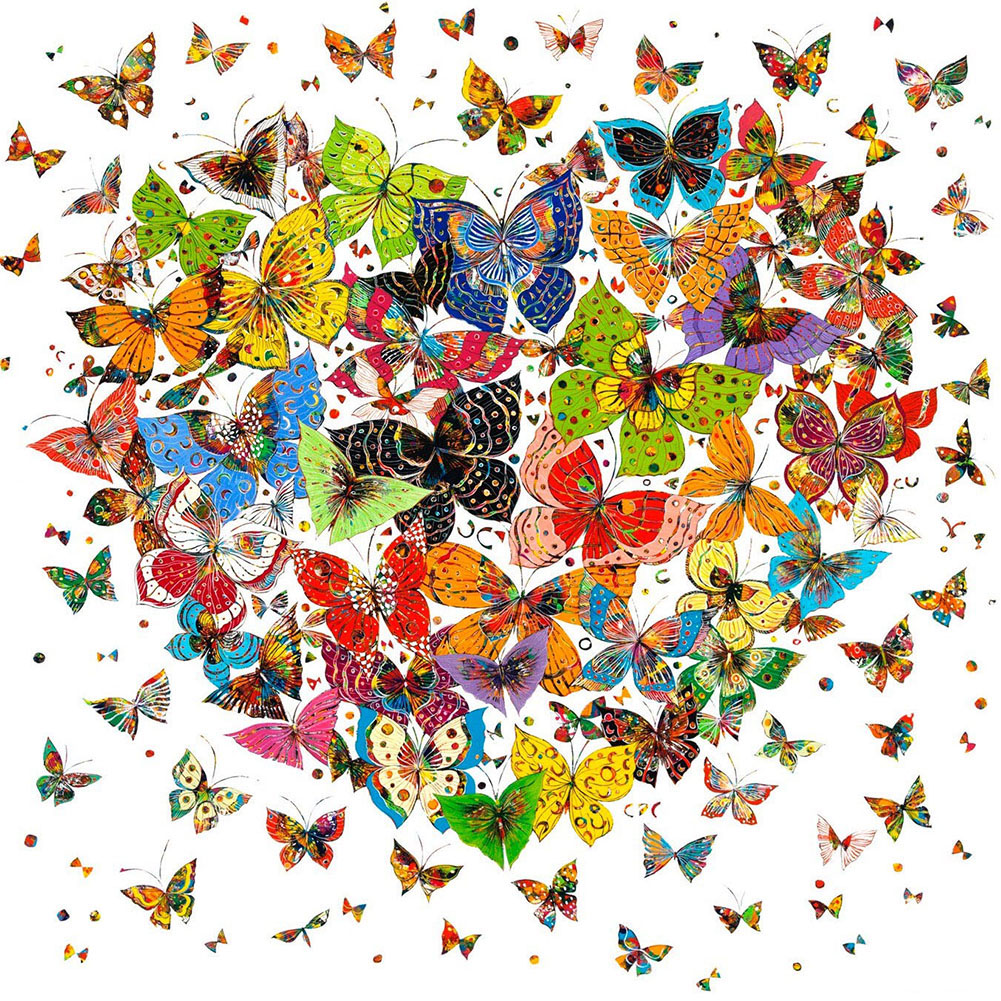 Butterfly Heart 30x30cm(canvas) full round drill diamond painting