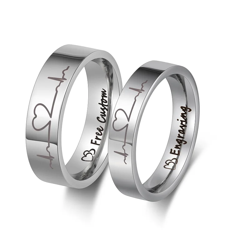 Couple Ring Personalized Heart Beat Matching Rings Gift for Couple Friends BBF