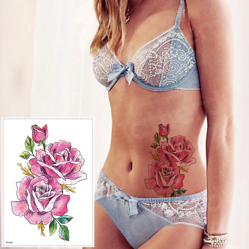 waterproof tattoo stickers bikini peony tattoo & body art flower rose tattoo fake water transfer tattoo temporary tatoo leg arm