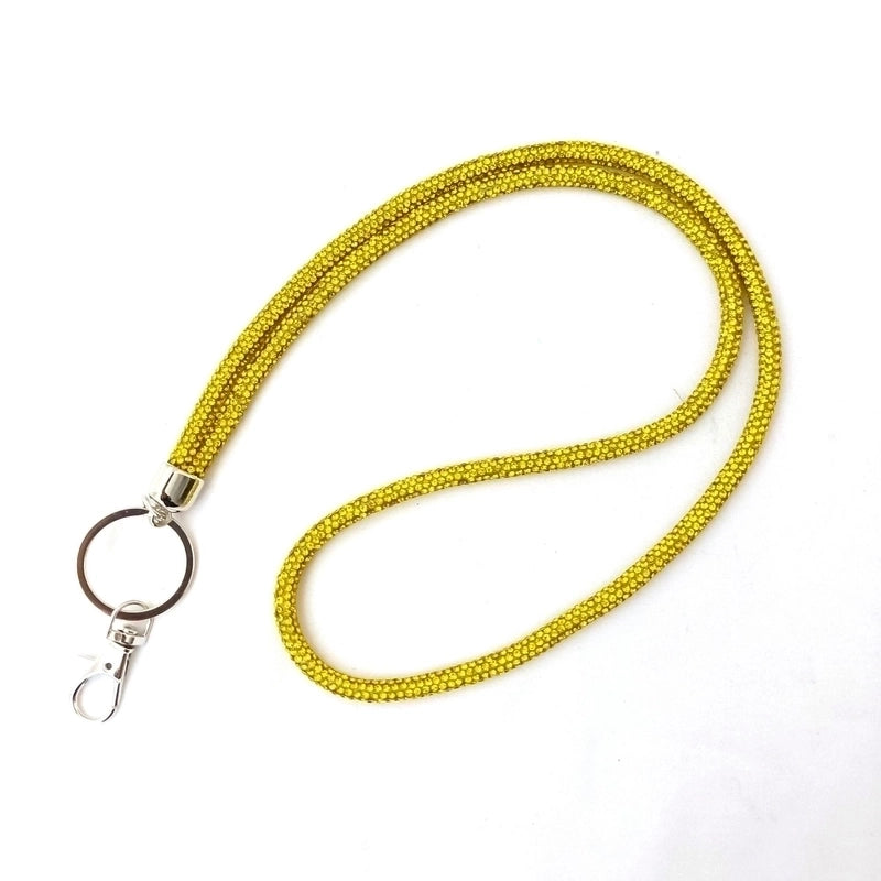 Shiny Solid Color Nylon Inlay Rhinestones Mobile Phone Lanyard